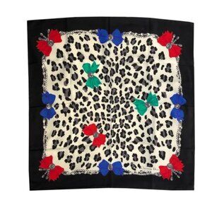 ❤️CHRISTIAN DIOR Bows and Leopard Print Silk Scarf
